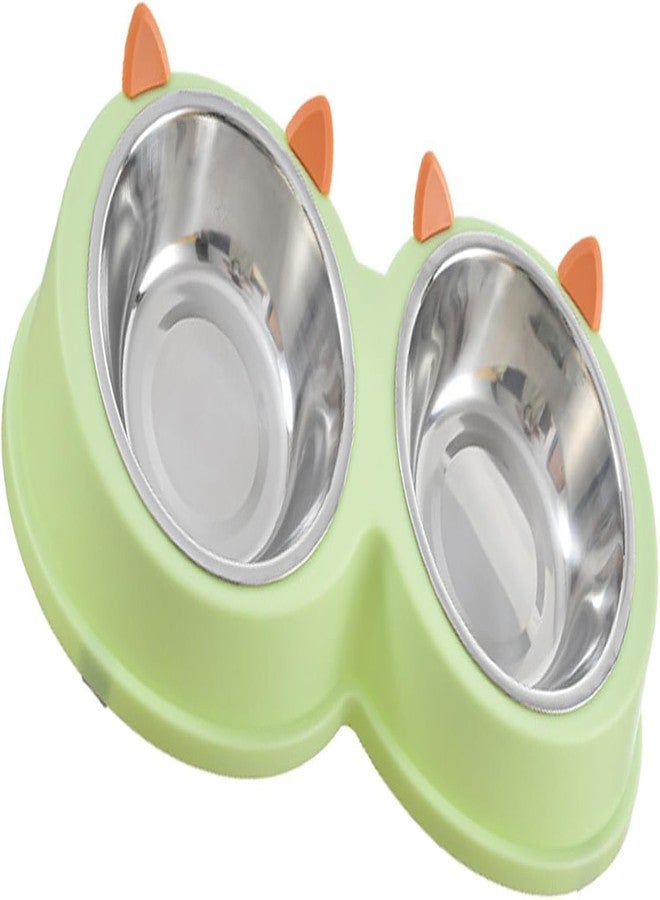 Evona 2-in-1 Food and Water Bowl for Dog, Puppies, Cats, Rabbit & Kittens, Anti Slip Stainless Steel Double Diner Dog and Cat Food Bowl, Pet Food and Water Bowl for Small Dog, Puppies and Cat (Green) - Image 5